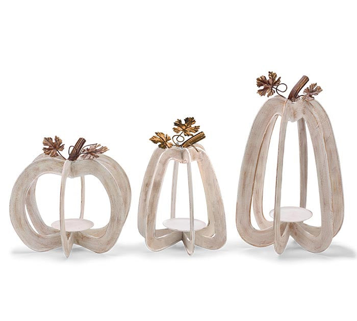 Rustic Cream And Gold Candleholder Set