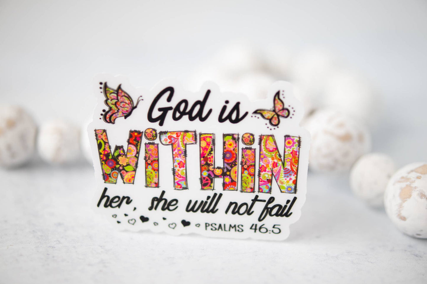 God Is Within Her, Paisley Clear Vinyl, Sticker, 3x3 inch