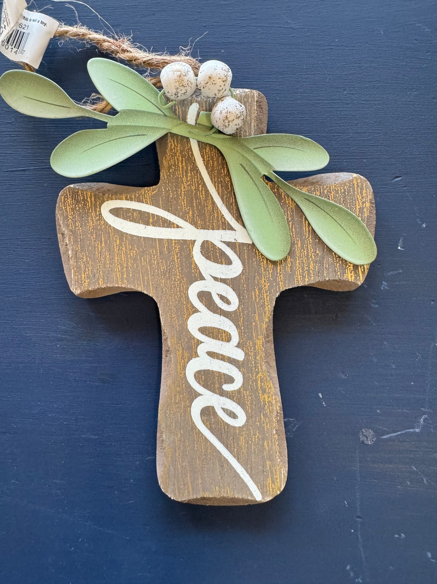 Wooden cross ornament with inspirational words