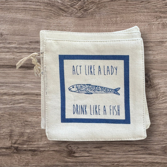 Drink like a Fish coaster set of 4