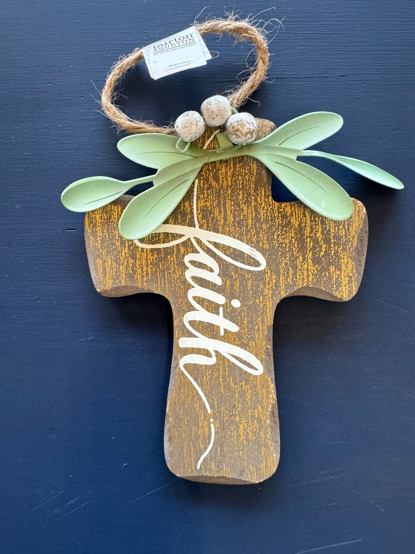 Wooden cross ornament with inspirational words