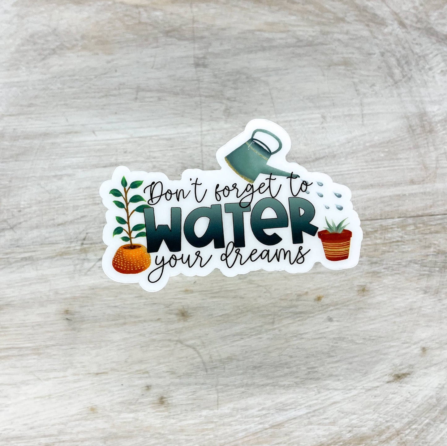 Don't Forget To Water Your Dreams, Plant Sticker, 3x3 inch