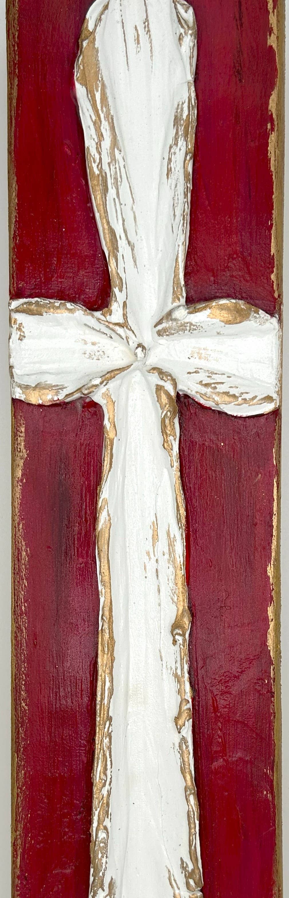 3x10 Traditional Cross handmade textured wood block