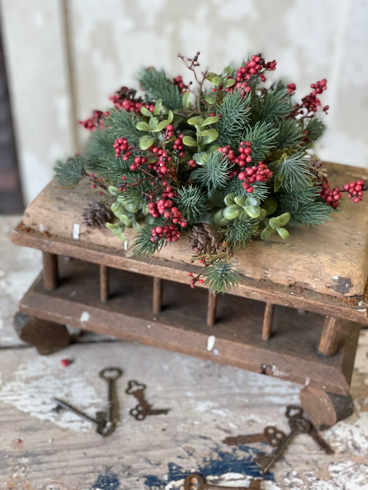 Laden Berry Half Sphere | Red 10" Christmas Decor