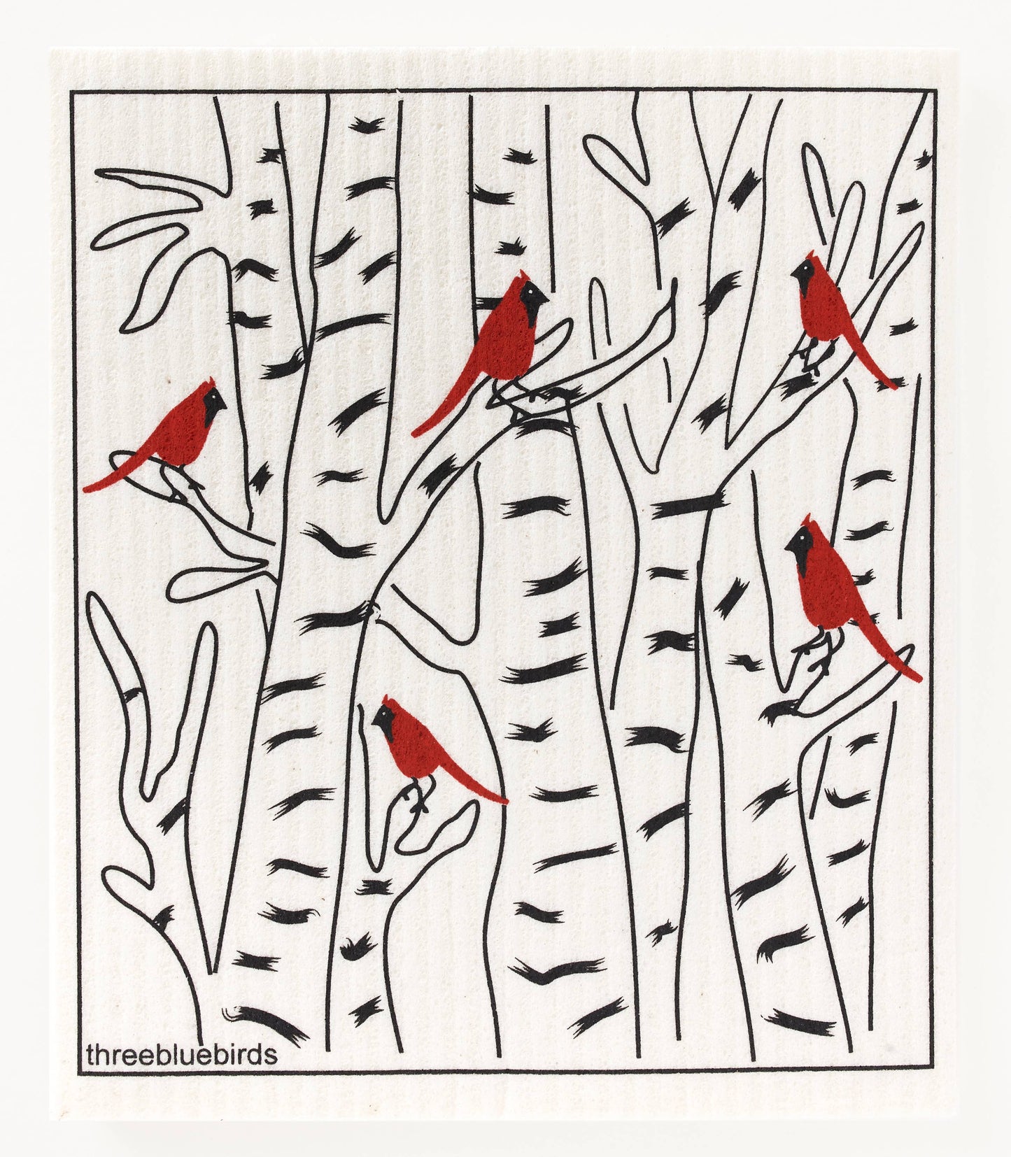 Winter Cardinals Swedish Dishcloth
