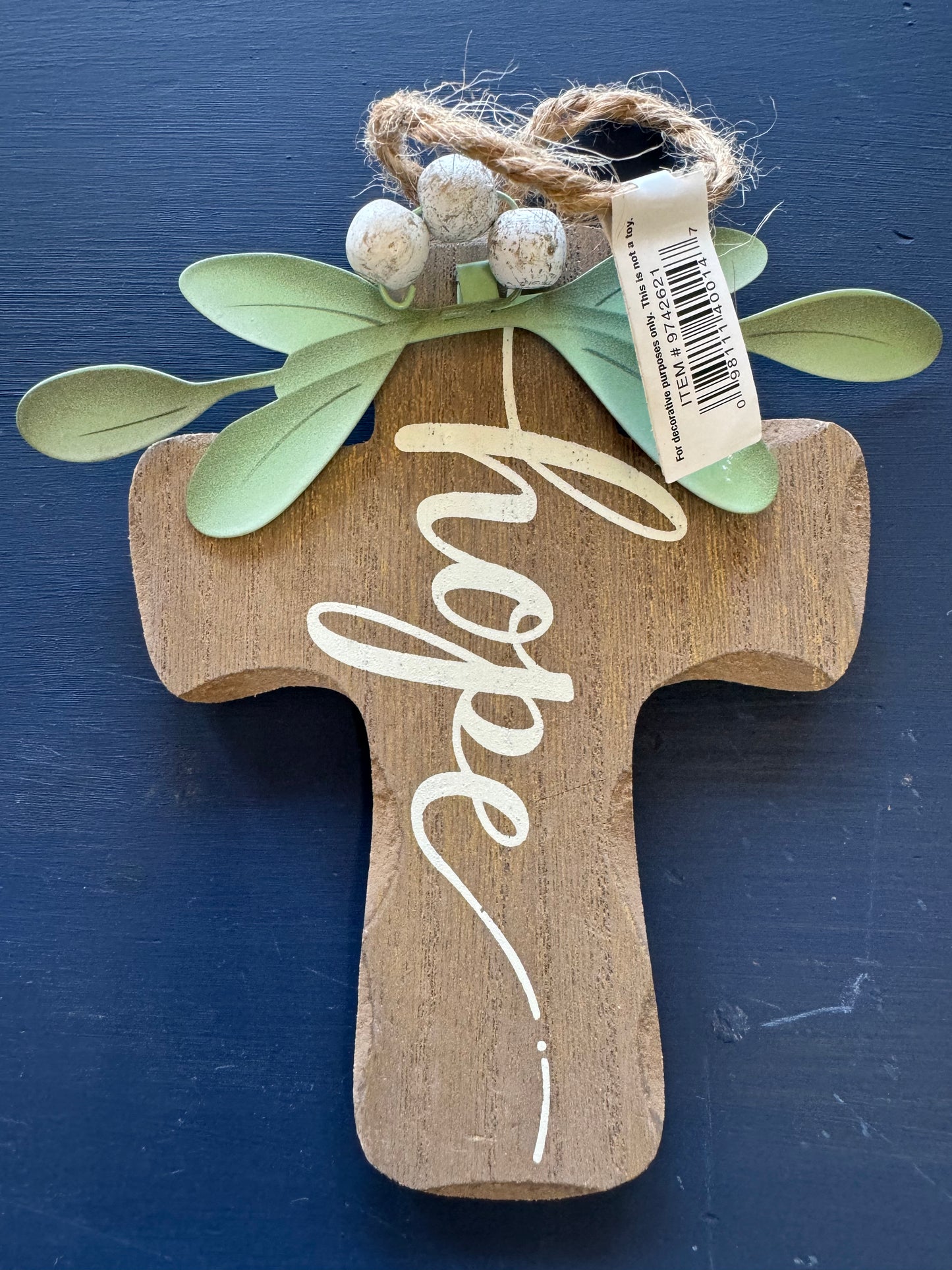 Wooden cross ornament with inspirational words