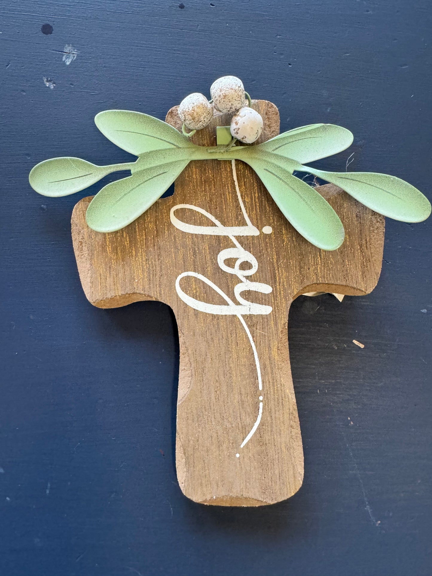 Wooden cross ornament with inspirational words