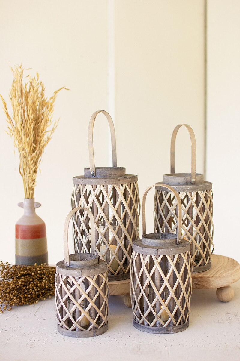 Set of 4 Grey Willow Lanterns