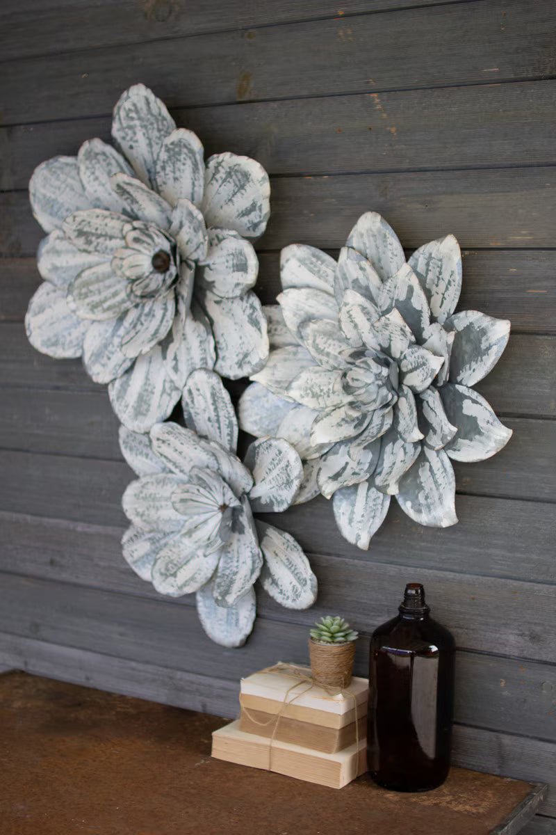 Set of 3 Whitewashed Flowers