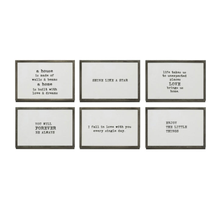 Metal framed inspirational words