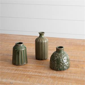 Textured pattern vases set of 3