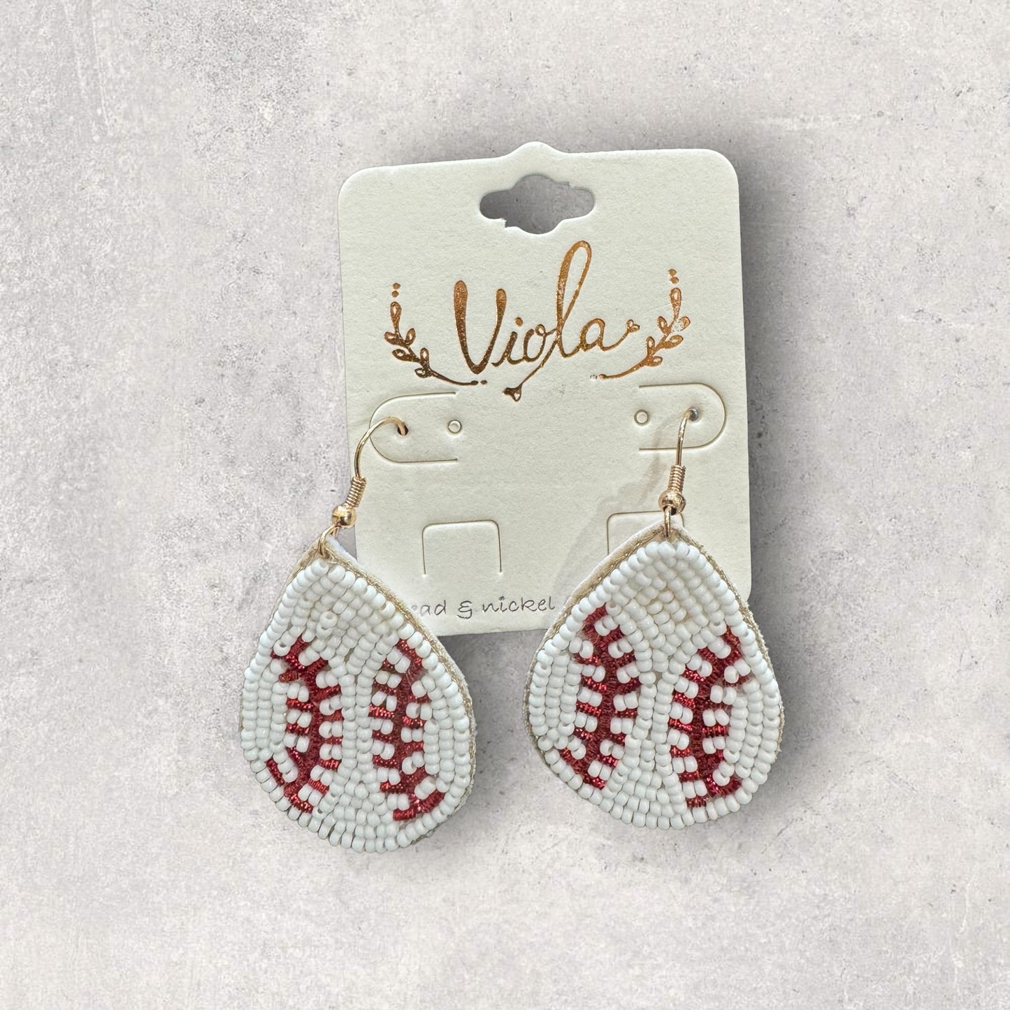 Baseball beaded earrings