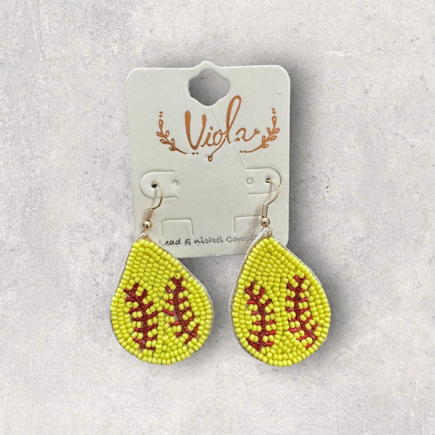 Softball beaded earrings