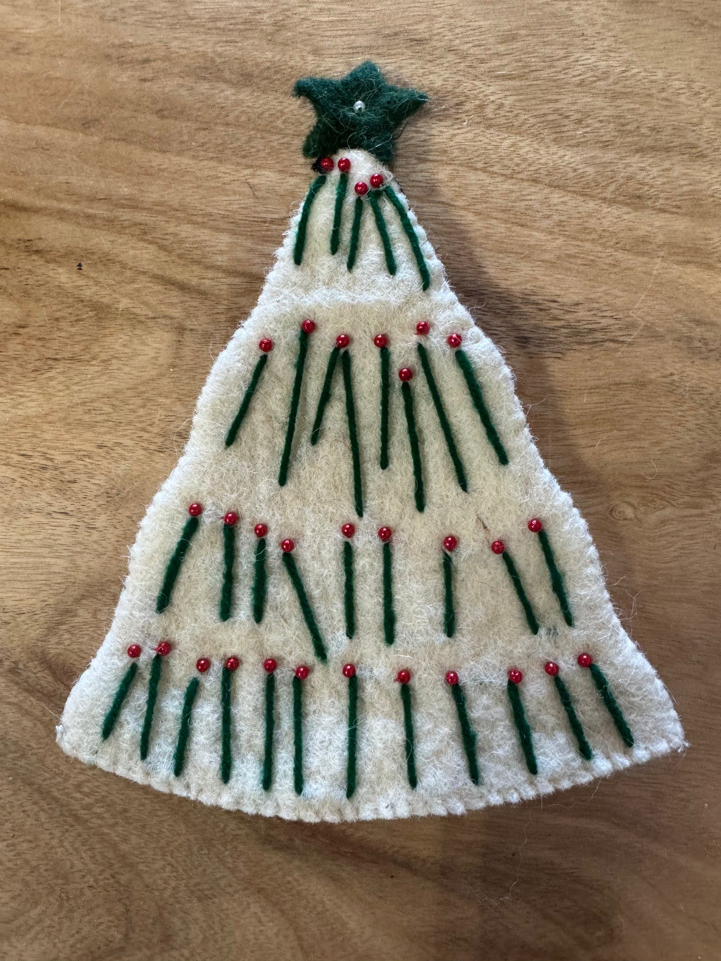 Handmade Wool Felt Tree Bottle Topper with Beads and Embroidery, available in 4 different styles