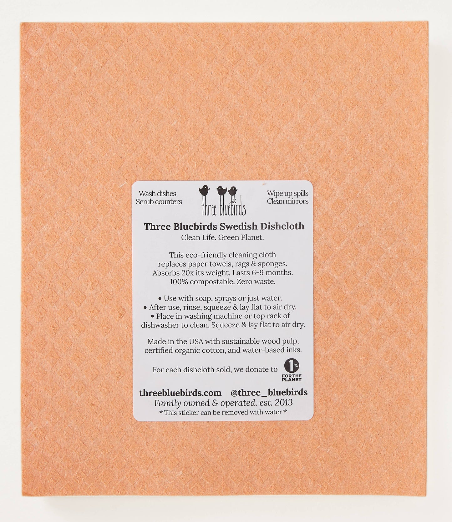 Pink Poppies on Orange Swedish Dishcloth