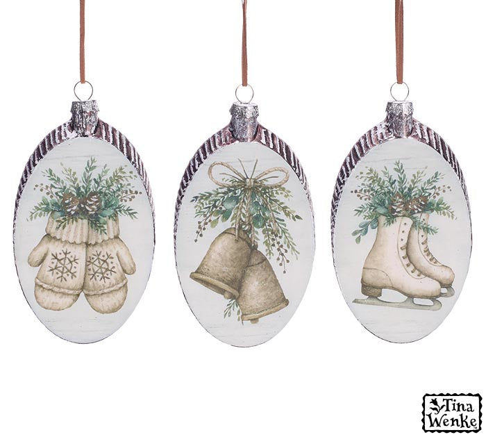 Antiqued, wood sliced Ornaments