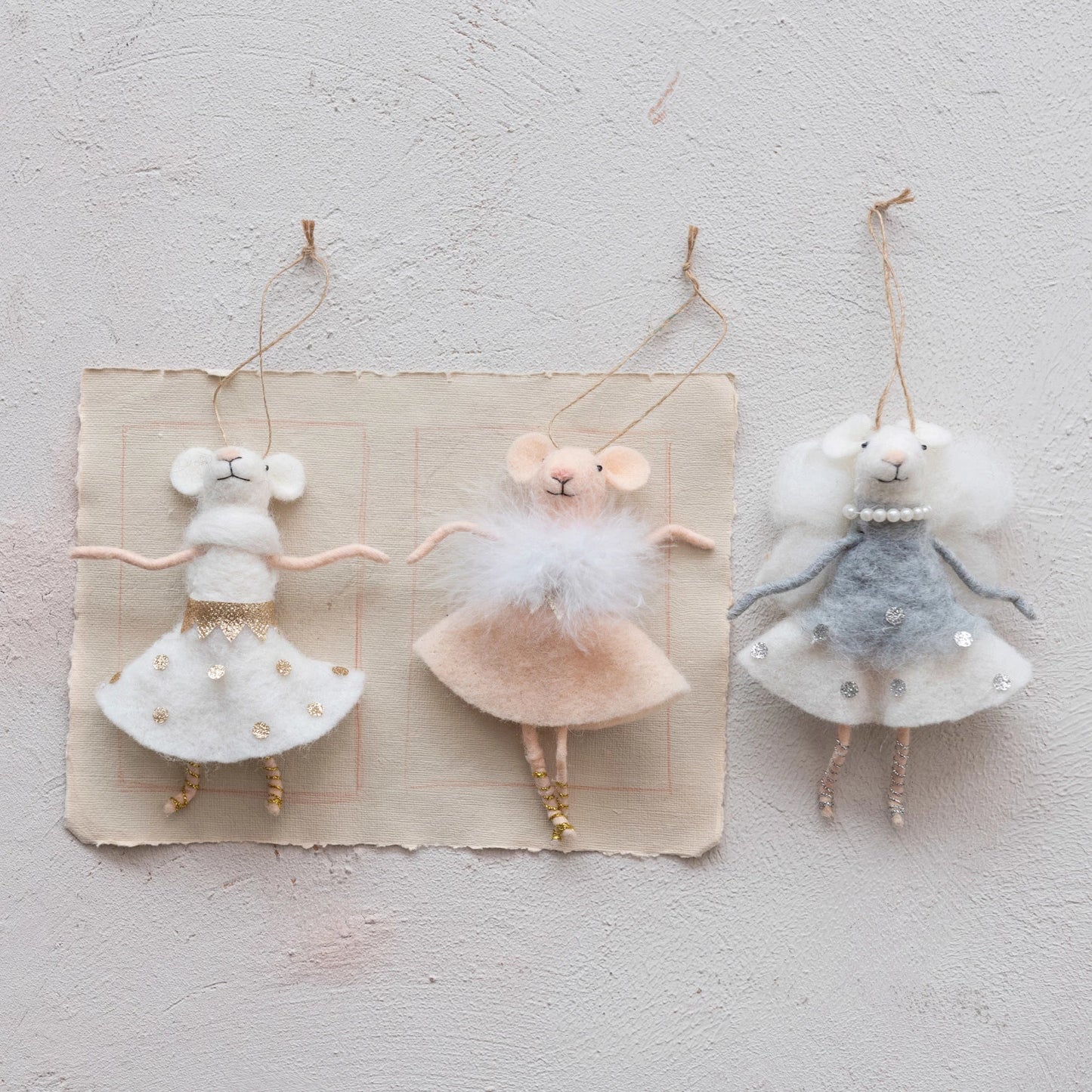 Handmade Wool Felt Ballerina Mouse ornament