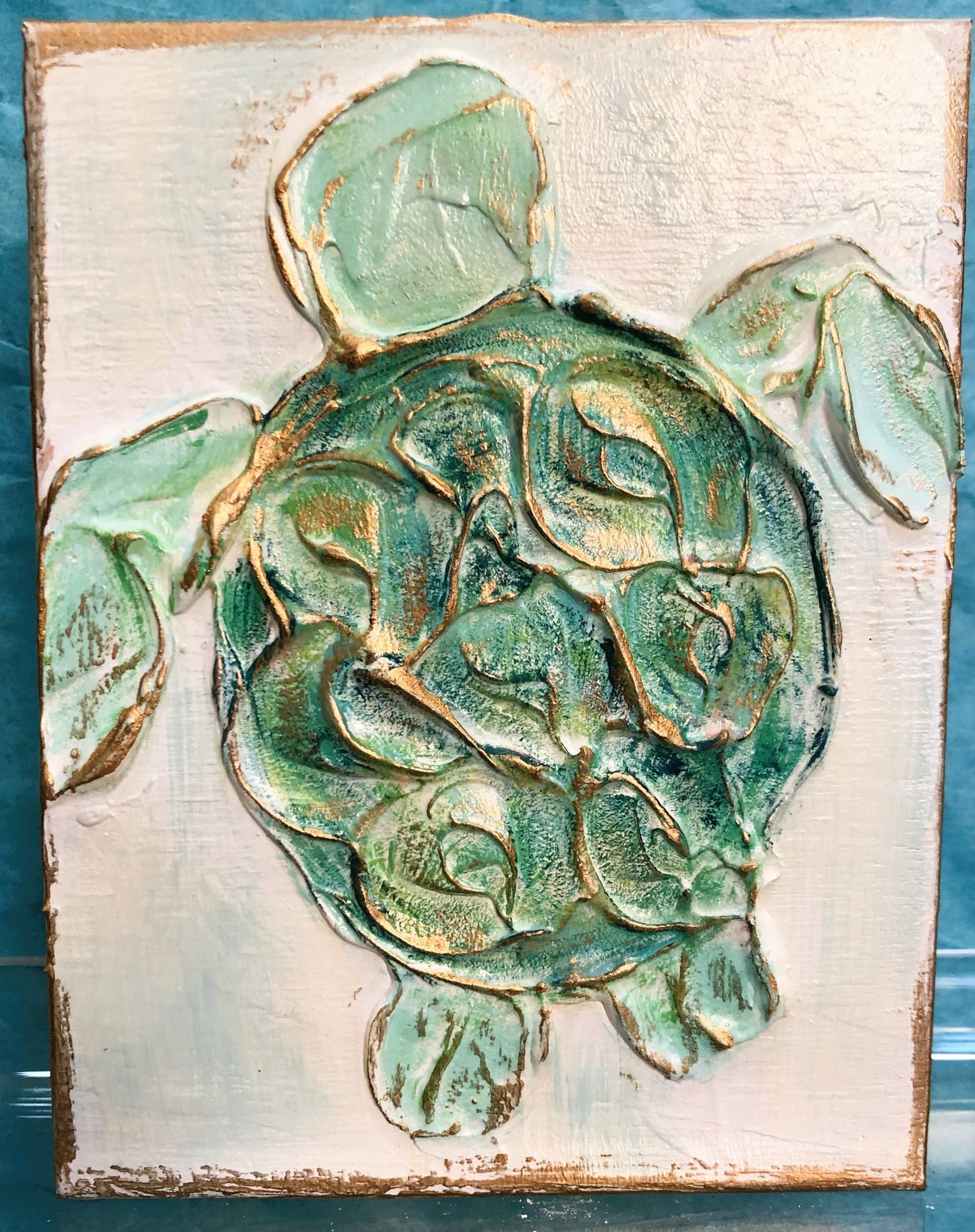Sea Turtle handmade painted coastal beach nautical