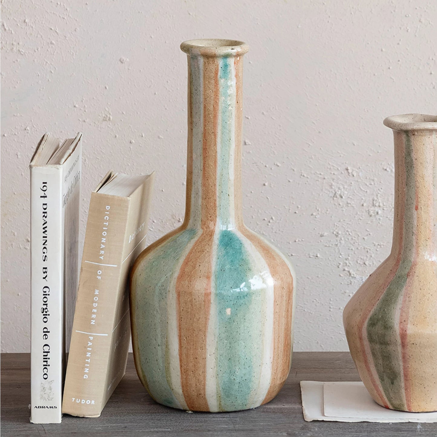 Hand Painted Terracotta Vase with Stripes