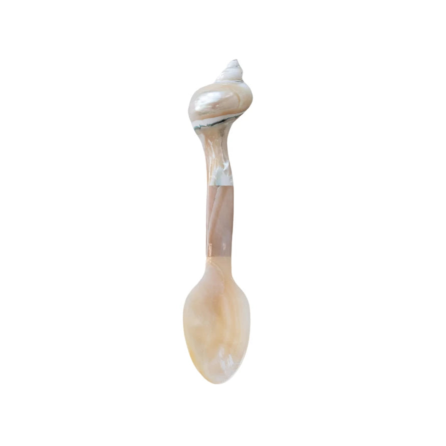 Natural shell spoon, Iridescent finish