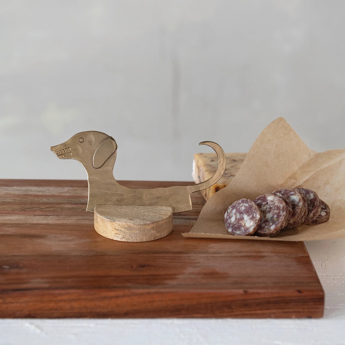 Hand Forged Metal Cheese Knife with Mango Wood stand, set of 2