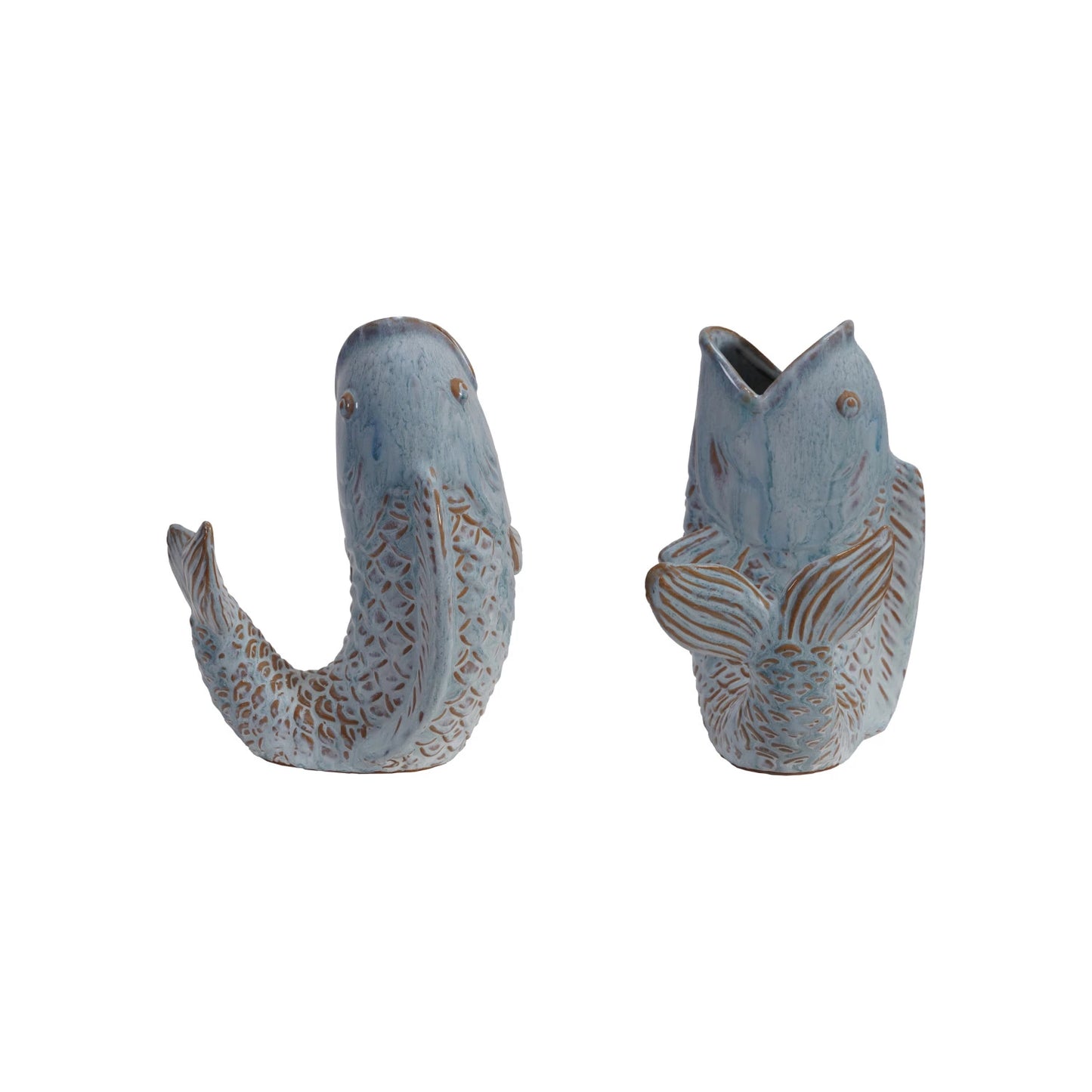 Stoneware Fish Shaped Vase