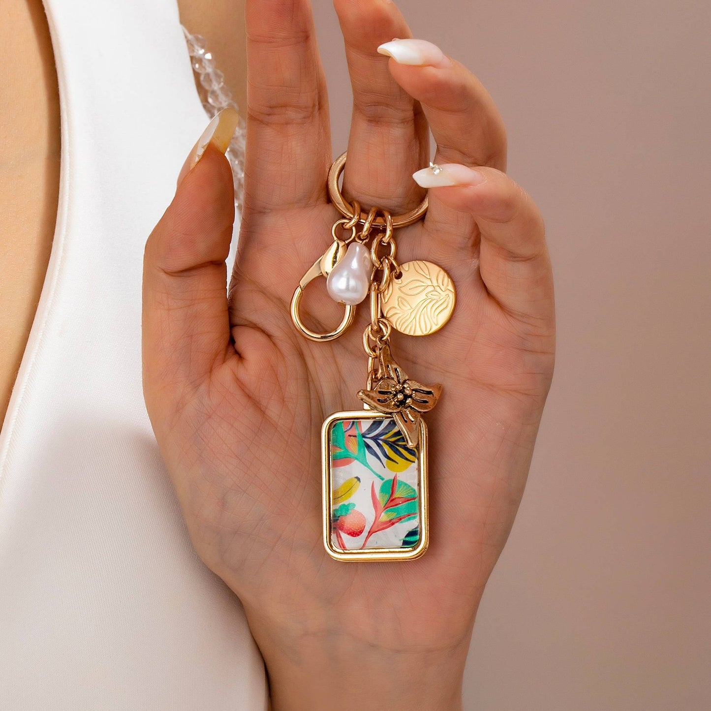 Flower and pearl Charm Key Chain Bag Charm | 80K103