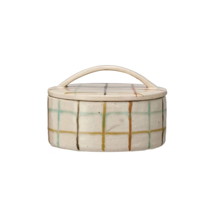 Hand-Painted Stoneware Dish & Lid (Each One Will Vary)