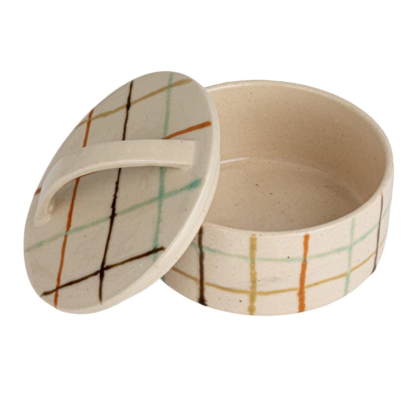 Hand-Painted Stoneware Dish & Lid (Each One Will Vary)
