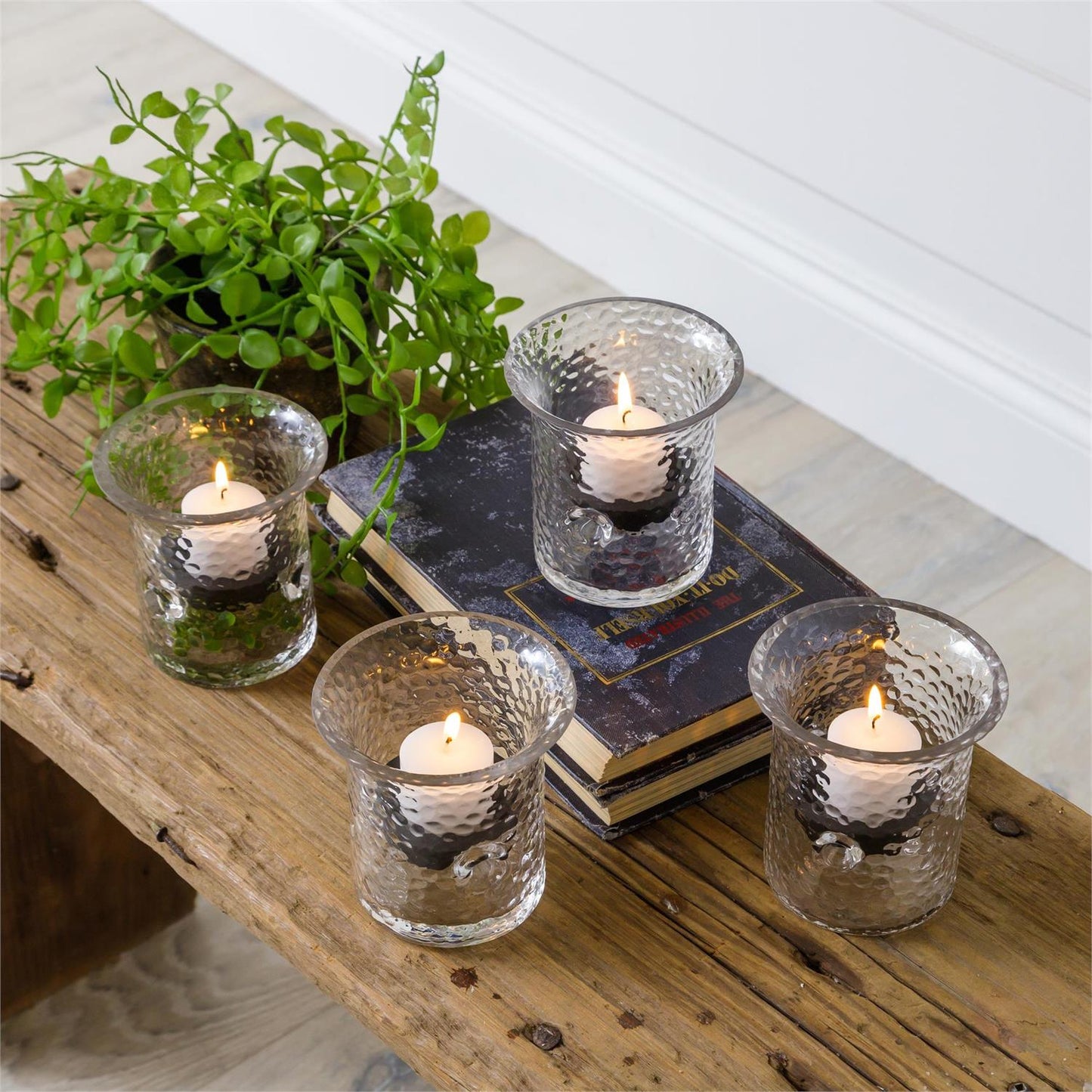 Dimpled glass votive holder