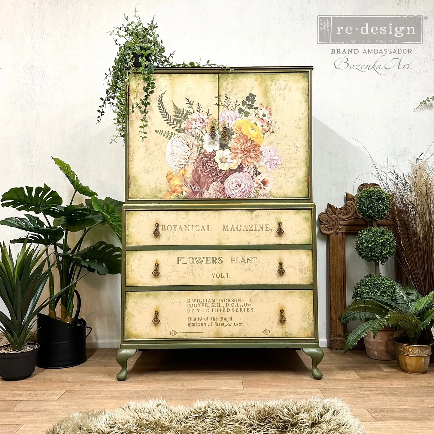 Woodland Florals Decor transfer Kacha for Redesign with Prima