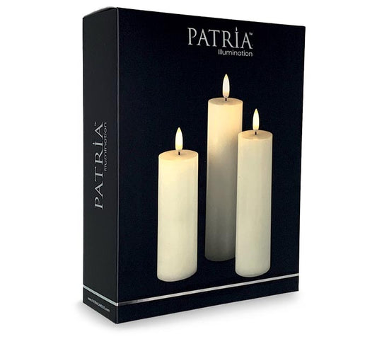 CANDLE PATRIA 3D LED IVORY ASST SET