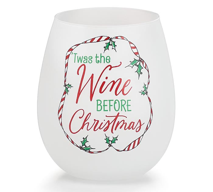 Stemless Christmas wine glasses