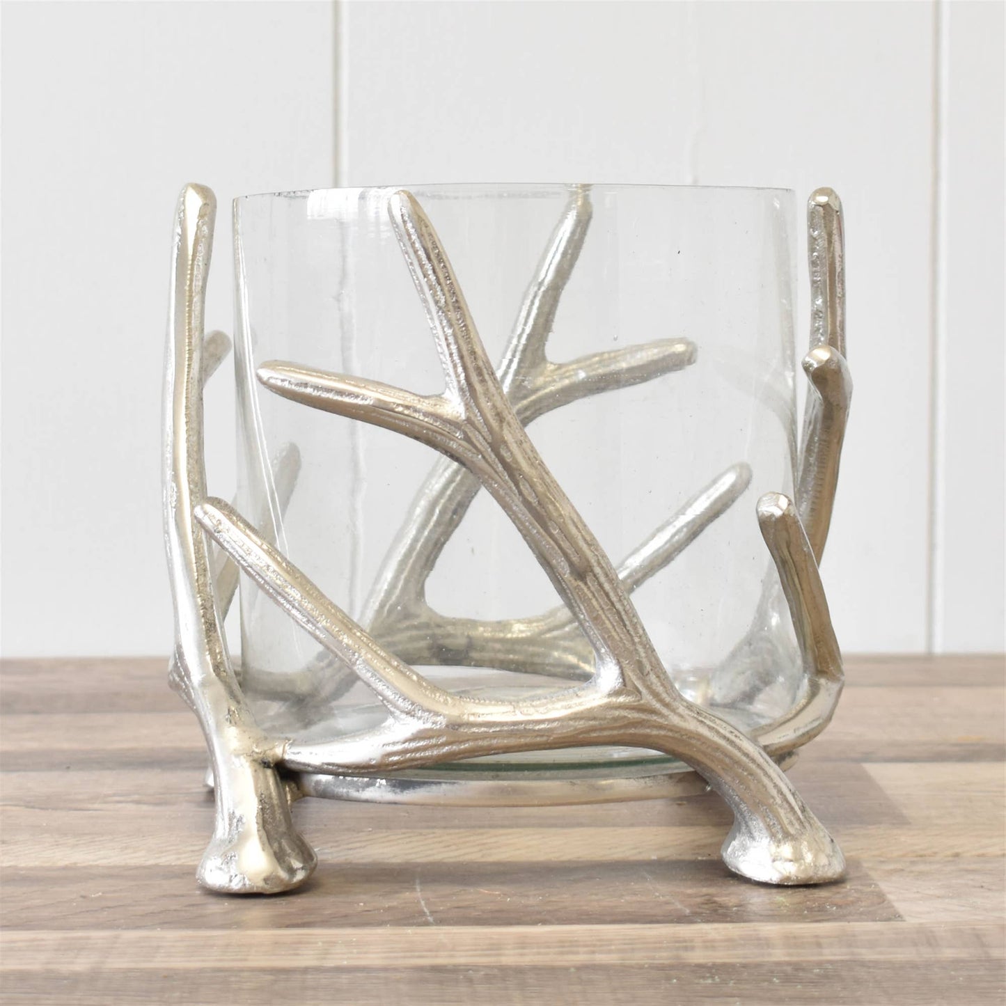 Aluminum Antler Hurricane Vase - Silver