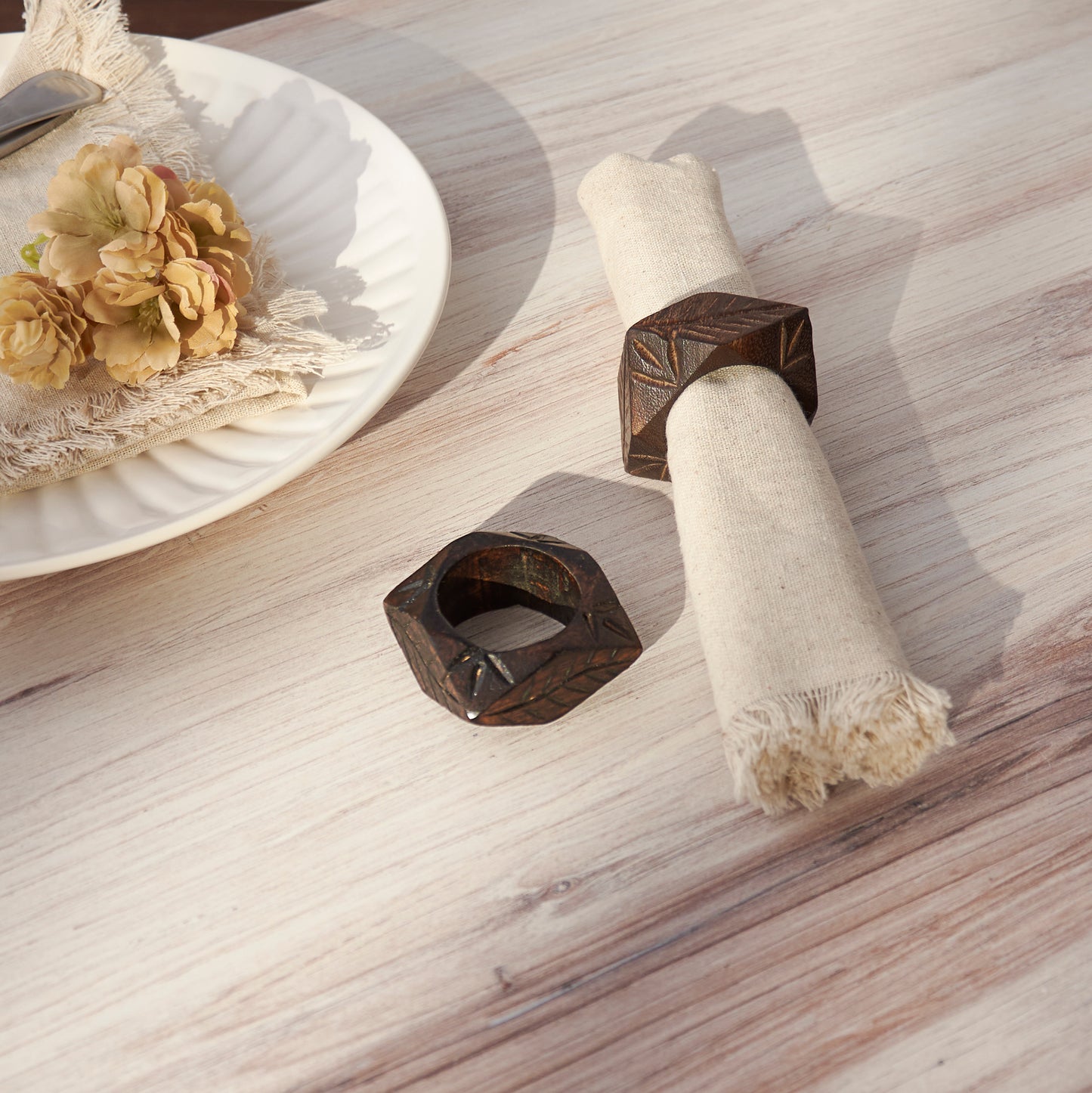 Rustic Carved Napkin Ring