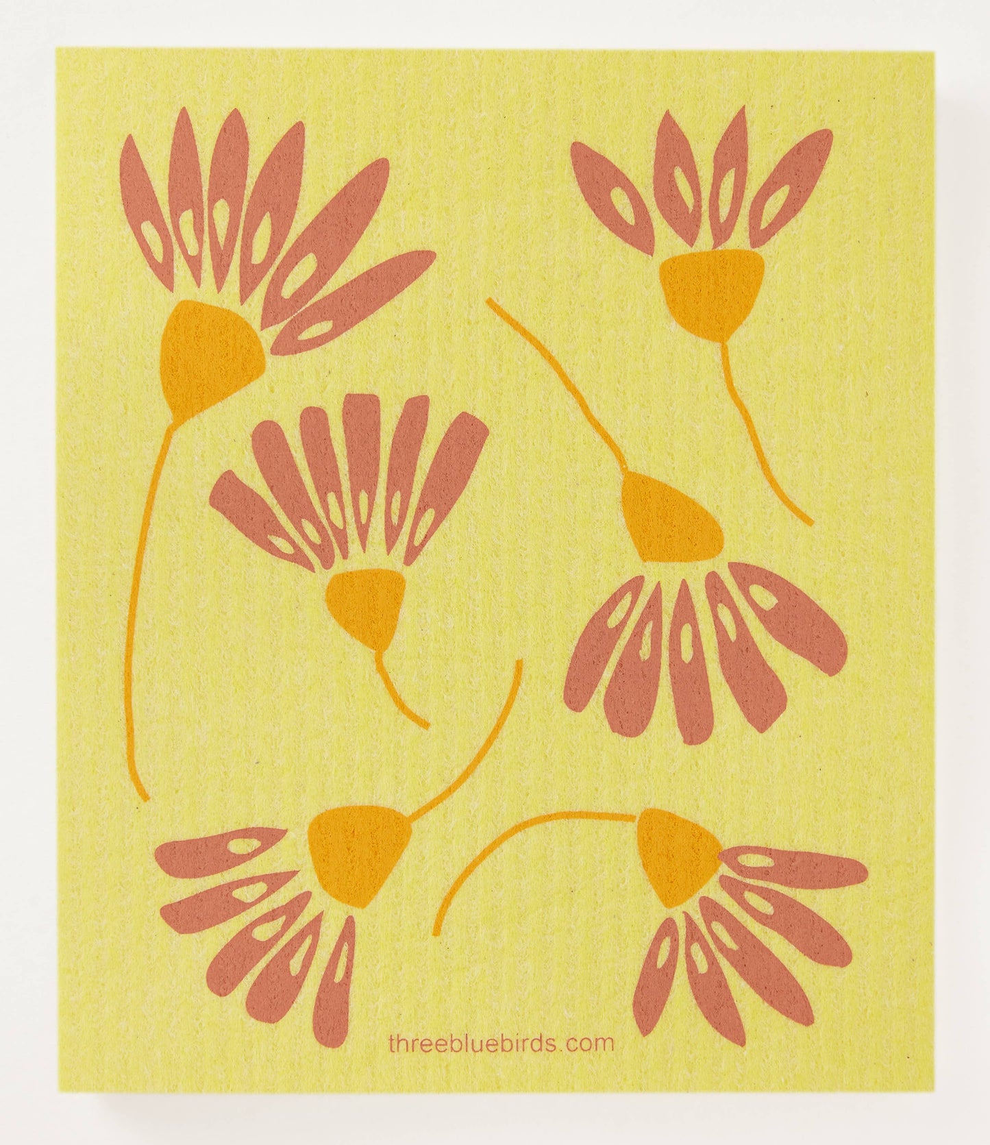 Six Stems on Yellow Swedish Dishcloth