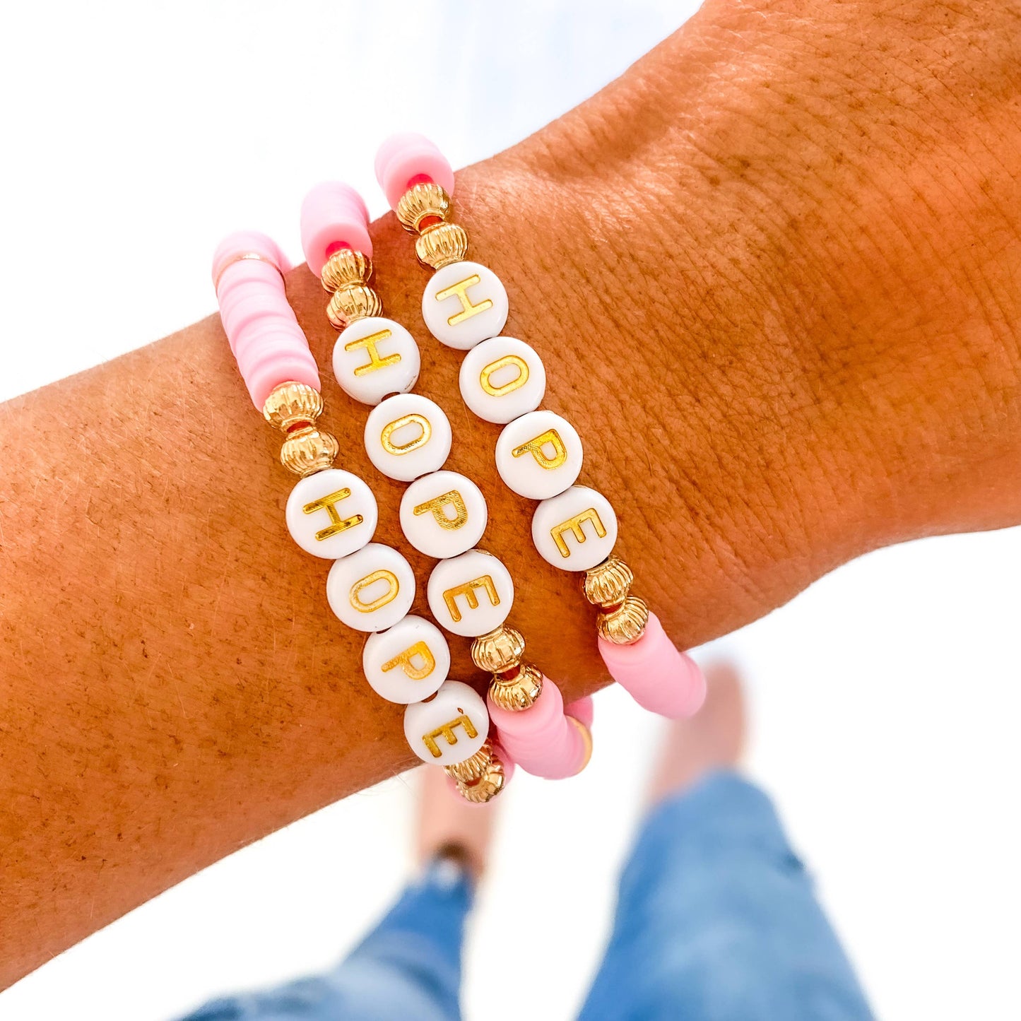 Pink Hope Breast Cancer Heishi Bracelet
