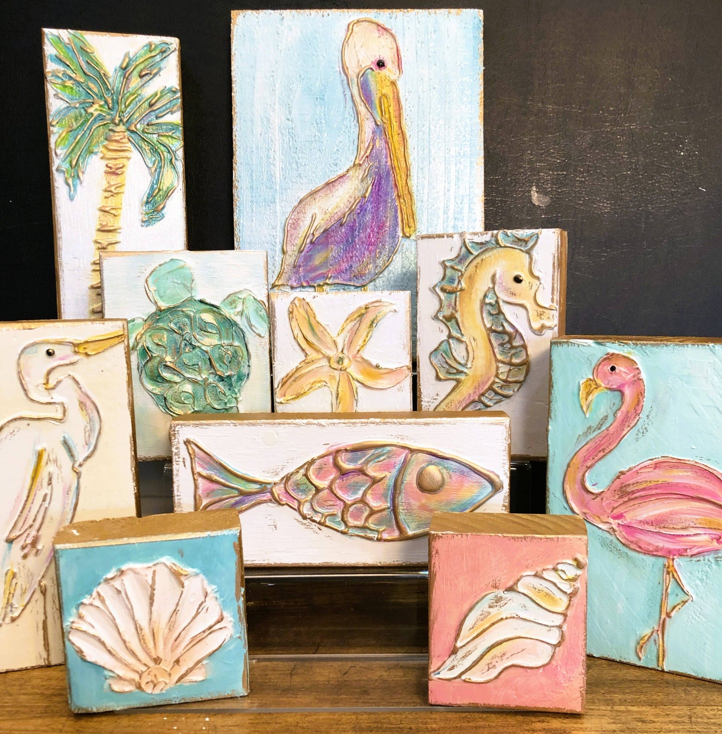 Coastal Collection 10pc set beach nautical handmade painted