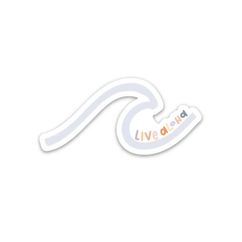 Wave sticker | Live aloha Hawaii sticker | Waterproof vinyl