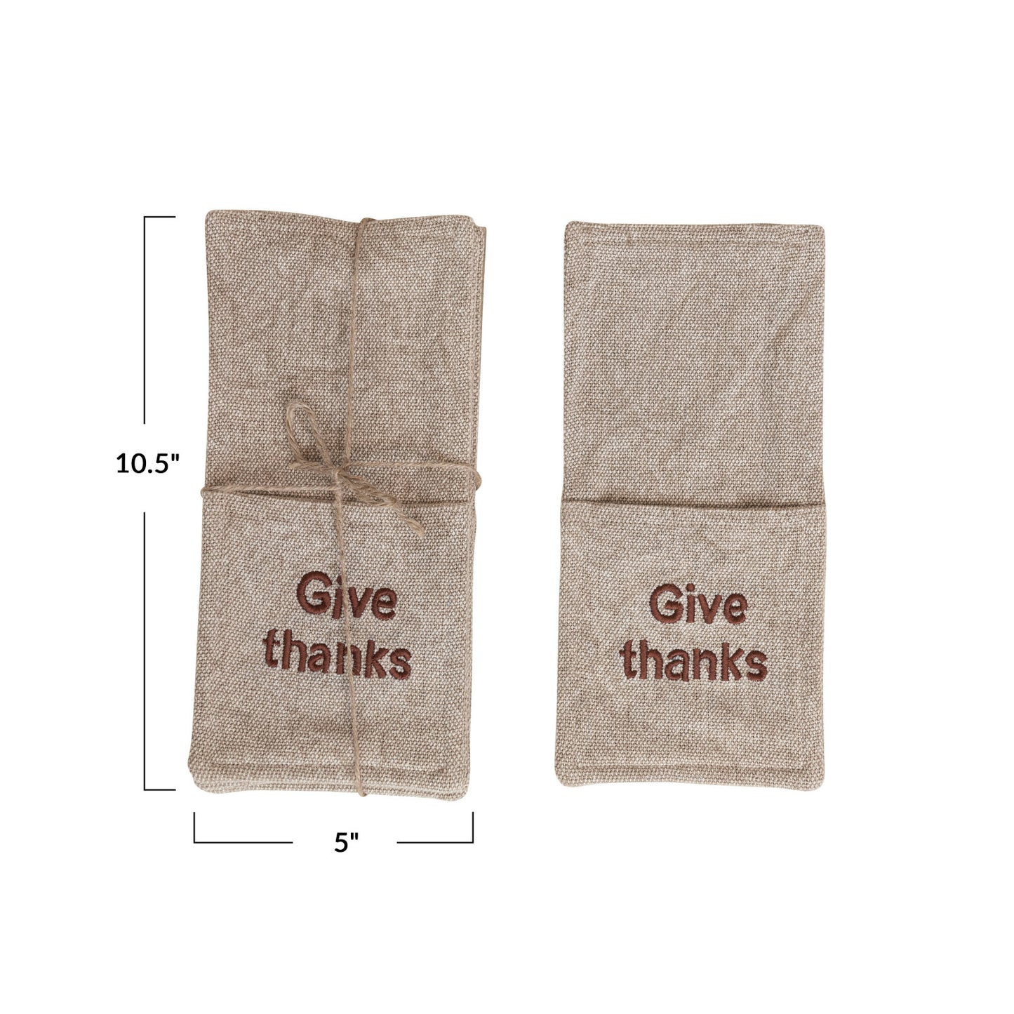 Woven Cotton Cutlery Sleeves
"Give Thanks", Natural & Brown