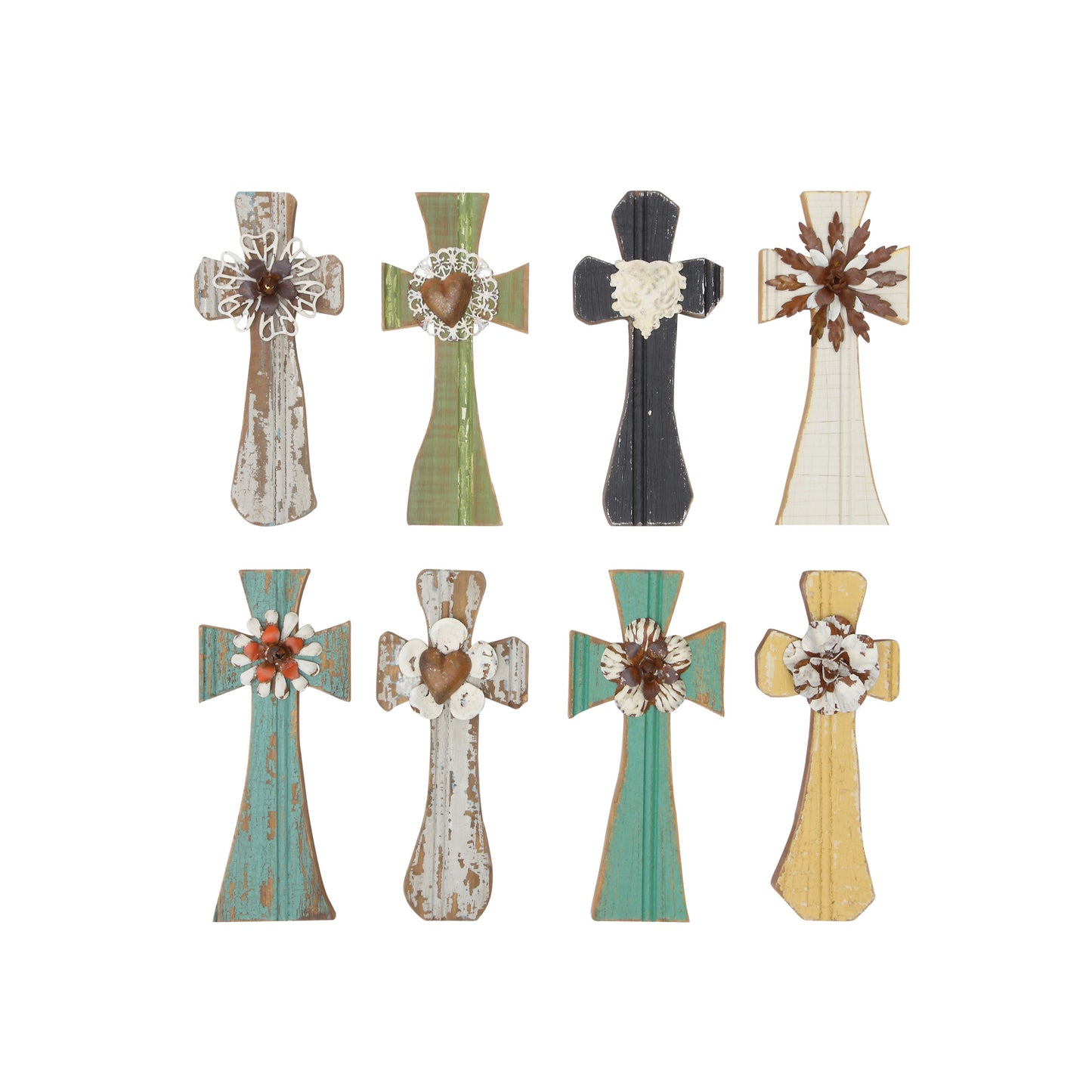 Cross Wall Decor with Floral Accent, 8 Styles