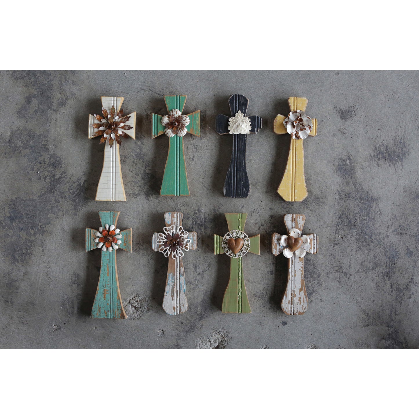 Cross Wall Decor with Floral Accent, 8 Styles