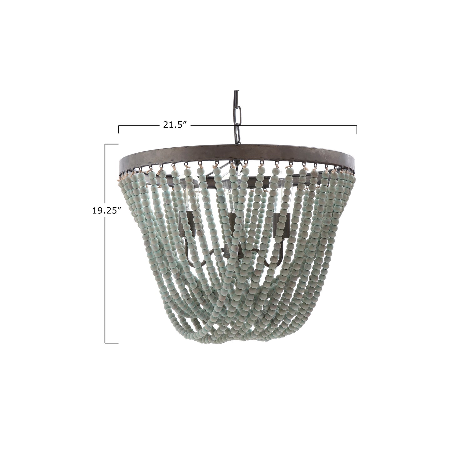 Metal and Wood Chandelier with Beads