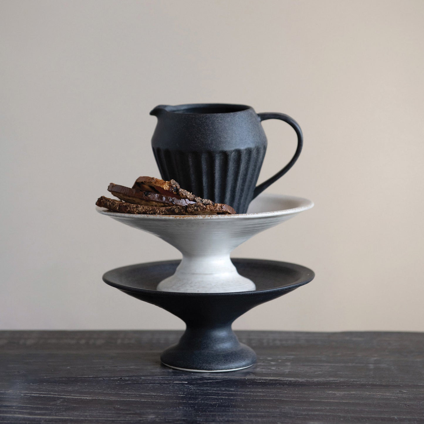 Stoneware Pedestals with Matte Finish, 2 Colors