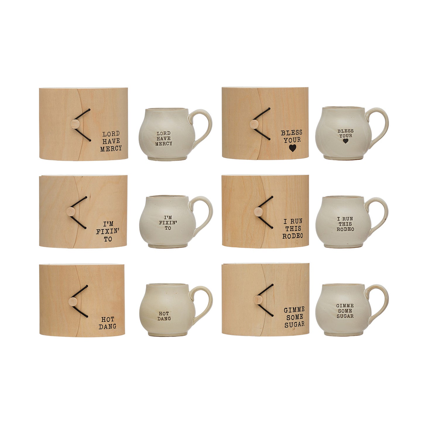 14 oz. Stoneware Mug with Wood Gift Box and Saying