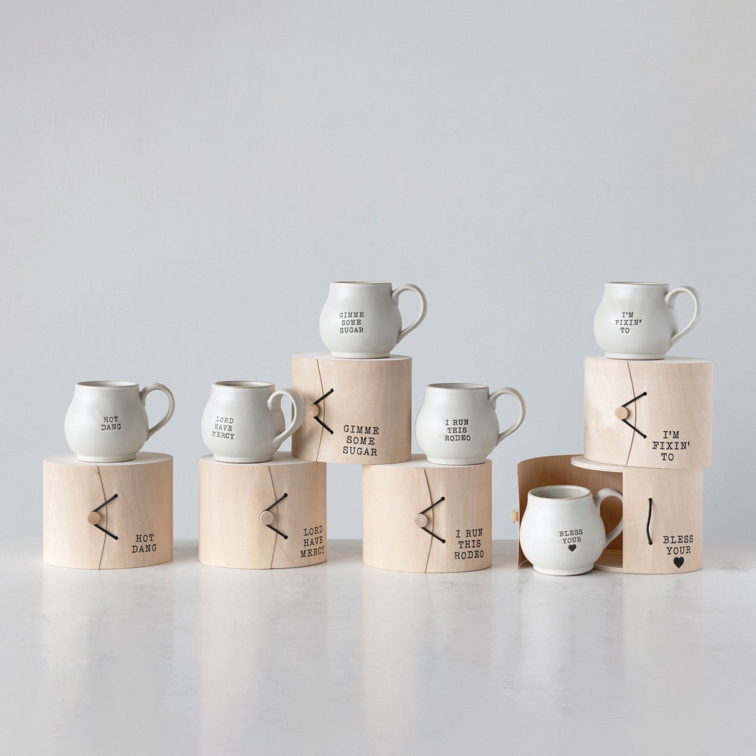 14 oz. Stoneware Mug with Wood Gift Box and Saying