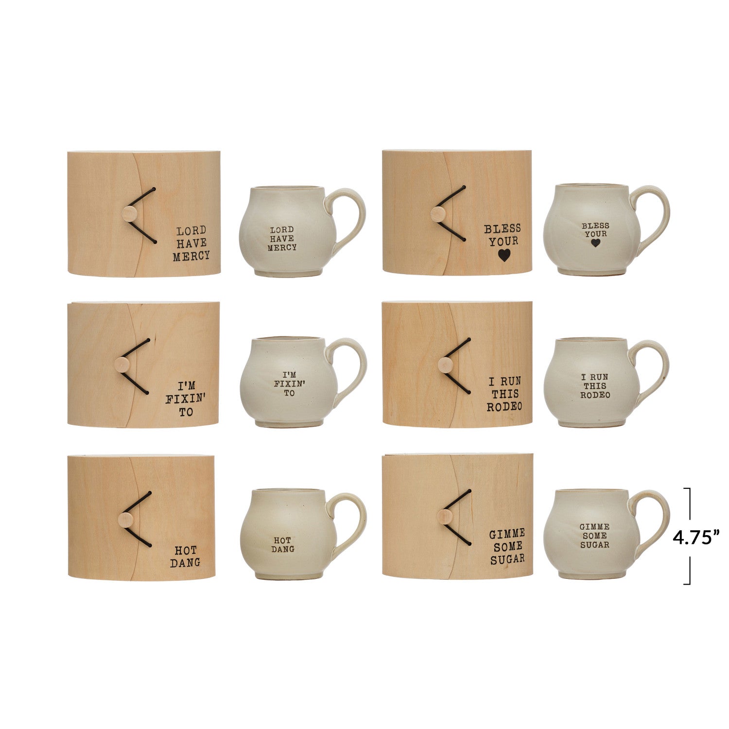 14 oz. Stoneware Mug with Wood Gift Box and Saying