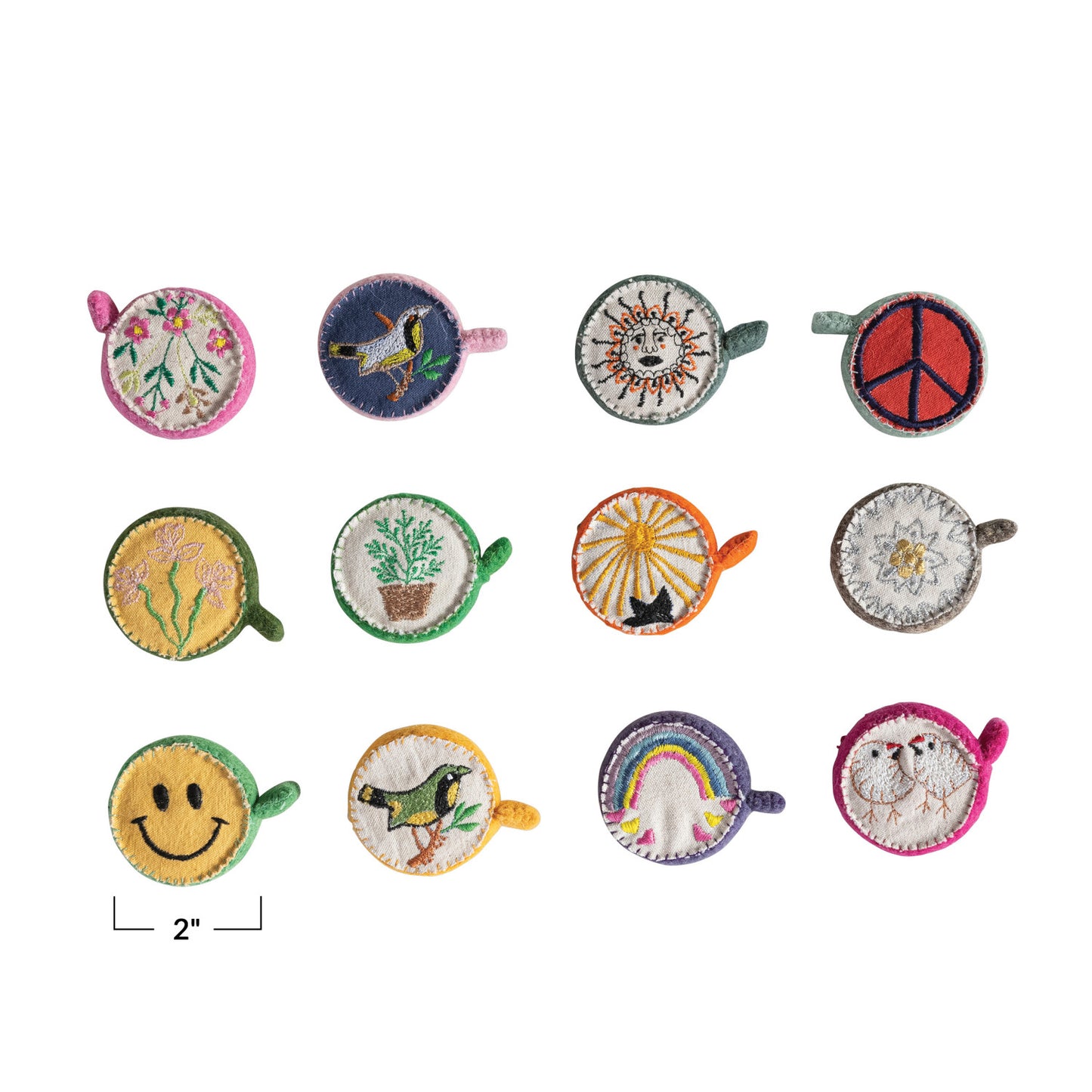Plastic & Embroidered Wool Felt Tape Measure, 12 Styles (Each Measures 5 Feet)