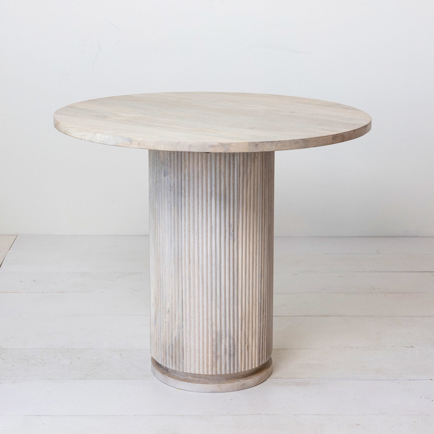 Mango Wood Dining Table w/ Ribbed Base, KD