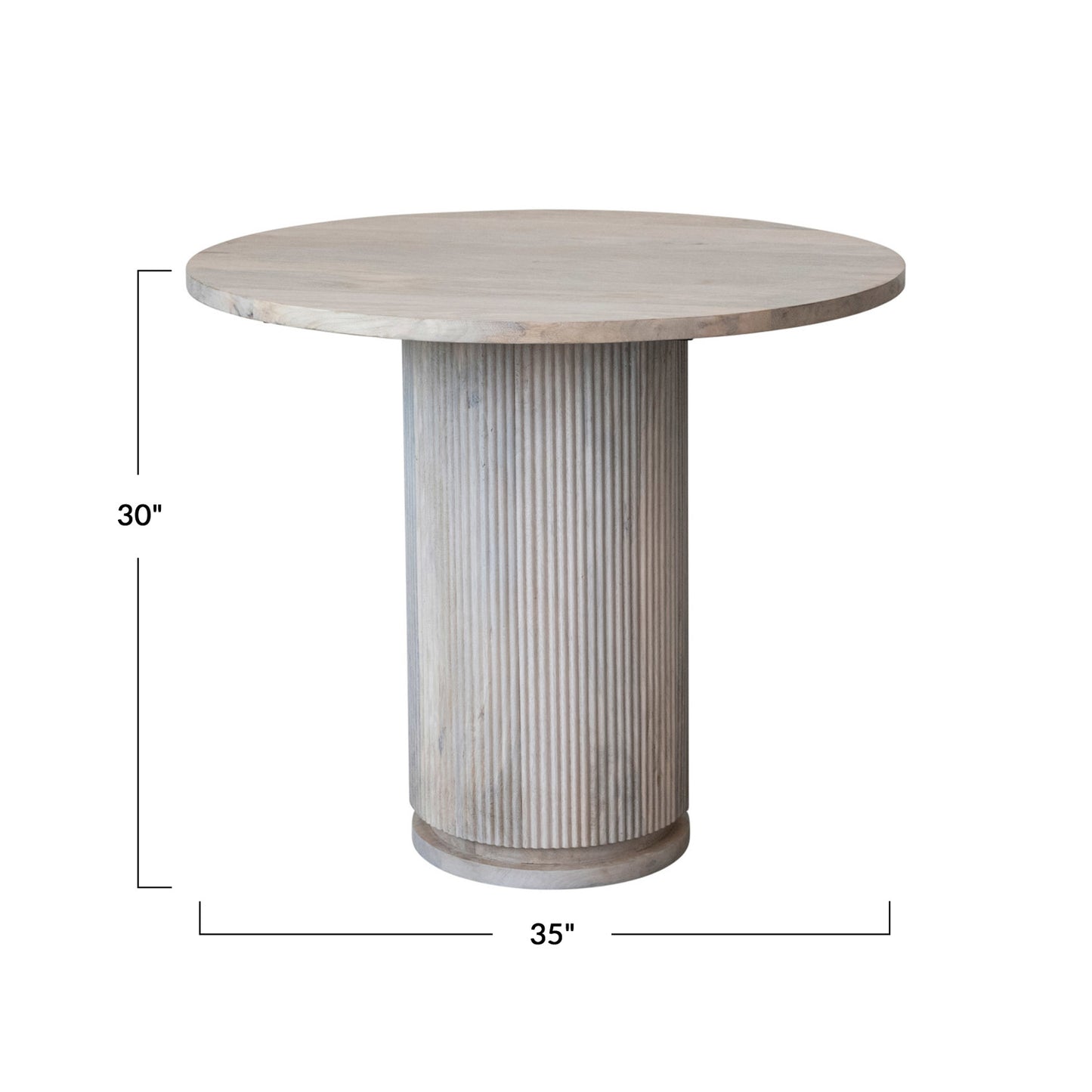 Mango Wood Dining Table w/ Ribbed Base, KD